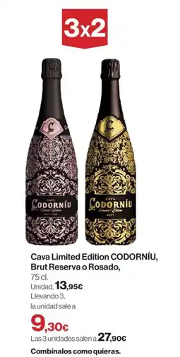 Hipercor CODORNÍU Cava Limited Edition, Brut Reserva o Rosado oferta
