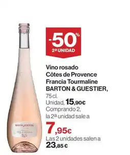 Hipercor BARTON & GUESTIER Vino rosado Côtes de Provence Francia Tourmaline oferta