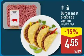 Burger meat picada de vacuno