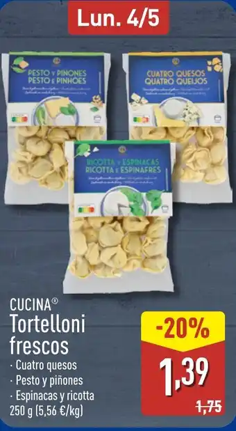 ALDI CUCINA Tortelloni frescos oferta