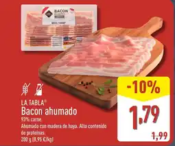 ALDI LA TABLA Bacon ahumado oferta