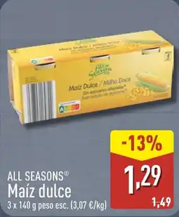 ALDI ALL SEASONS Maíz dulce oferta
