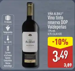 ALDI VIÑA ALBALI Vino tinto reserva DOP Valdepeñas oferta