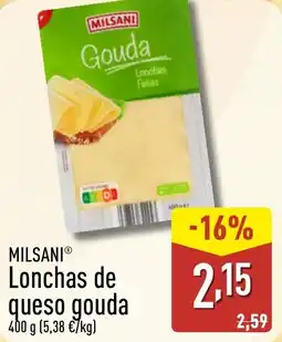 ALDI MILSANI Lonchas de queso gouda oferta