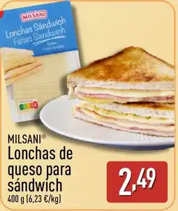 ALDI MILSANI Lonchas de queso para Sándwich oferta