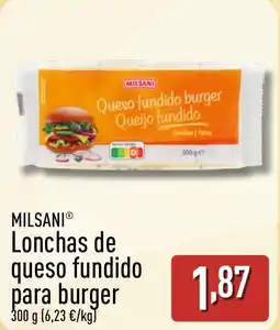 ALDI MILSANI Lonchas de queso fundido para burger oferta