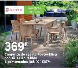 Leroy Merlin Conjunto de resina porto-elisa con sillas apilables 6 comensal oferta