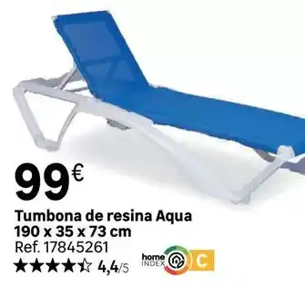 Home - tumbona de resina aqua 190 x 35 x 73 cm