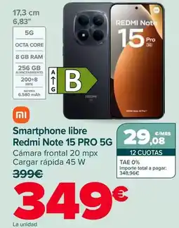 Carrefour Xiaomi - smartphone libre redmi note 15 pro 5g oferta