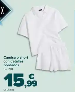 Carrefour Tex - camisa o short con detalles bordados oferta