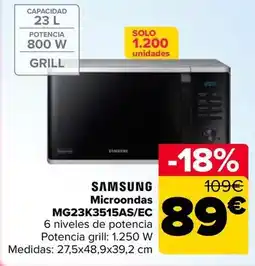 Carrefour Samsung - microondas mg23k3515asec oferta