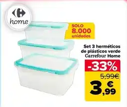 Carrefour Carrefour home - set 3 hermrticos de plasticos verde oferta