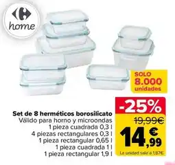 Carrefour Carrefour home - set de 8 hermeticos borosilicato oferta
