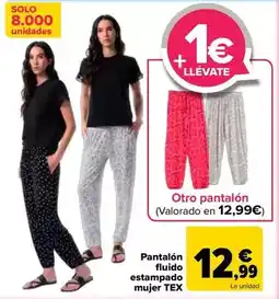 Carrefour Tex - pantalan fluido estampado mujer oferta