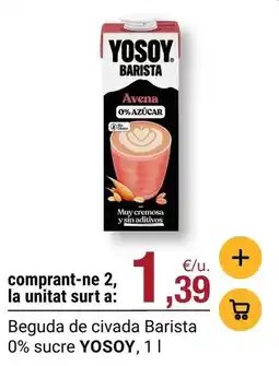 BonpreuEsclat Yosoy - beguda de civada barista 0% sucre oferta