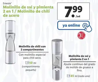 Lidl Molinillo de Sal y Pimienta 2 en 1 / Molinillo de Chili de Acero oferta