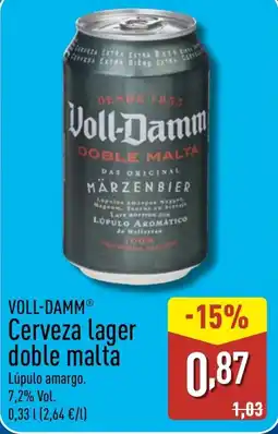 ALDI VOLL-DAMM Cerveza lager doble malta oferta