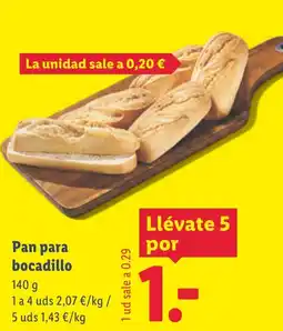 Lidl Pan para bocadillo oferta