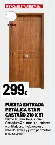 Brico Depôt Blanco - puerta entrada metalica castano 20 x 91 oferta