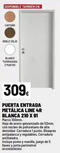 Brico Depôt Blanco - puerta entrada metálica line 4r blanca 210 x 91 oferta