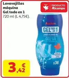 Alcampo Auchan - lavavajillas máquina gel todo en 1 oferta