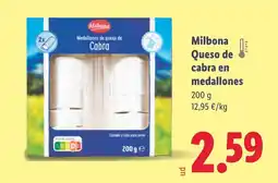Lidl MILBONA Queso de cabra en medallones oferta