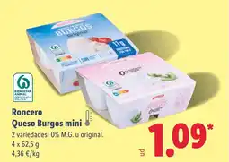 Lidl RONCERO Queso Burgos mini oferta