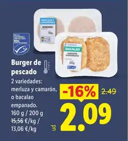 Lidl Burger de pescado oferta