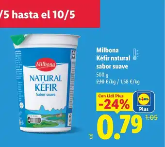 MILBONA Kéfir natural sabor suave