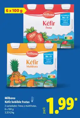 Lidl MILBONA Kéfir bebible frutas oferta