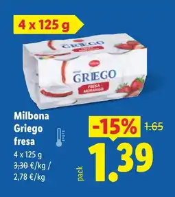 Lidl MILBONA Griego fresa oferta