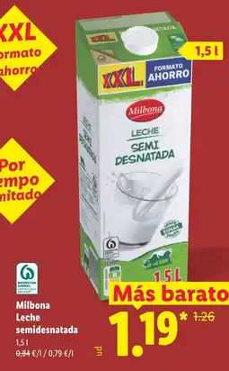 Lidl MILBONA Leche semidesnatada oferta