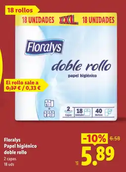 Lidl FLORALYS Papel higiénico doble rollo oferta