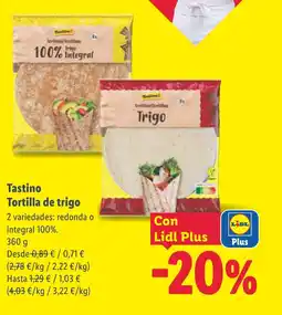 Lidl TASTINO Tortilla de trigo oferta