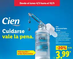 Lidl CIEN Sérum facial Hydra Intense oferta