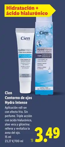 Lidl CIEN Contorno de ojos Hydra Intense oferta