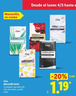 Lidl CIEN Mascarilla facial oferta