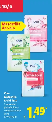 Lidl CIEN Mascarilla facial tissu oferta