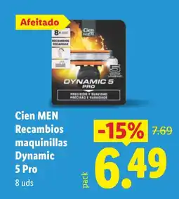 Lidl CIEN MEN Recambios maquinillas Dynamic 5 Pro oferta