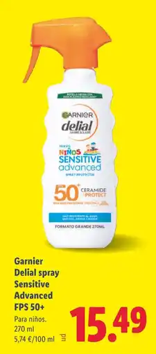 Lidl GARNIER Delial spray Sensitive Advanced FPS 50+ oferta