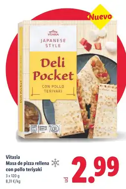 Lidl VITASIA Masa de pizza rellena con pollo teriyaki oferta