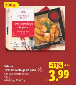 Lidl VITASIA Tiras de pechuga de pollo oferta