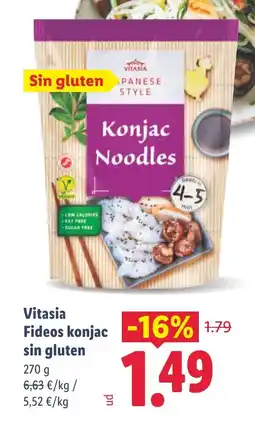 Lidl VITASIA Fideos konjac sin gluten oferta