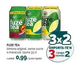 Condis Fuze tea - llimona original, sense sucre o maracuià oferta