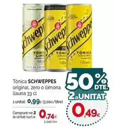 Condis Schweppes - tónica original, zero o llimona oferta