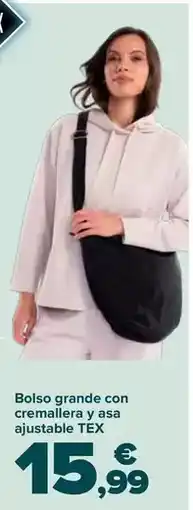 Carrefour Tex - bolso grande con cremallera y asa ajustable oferta