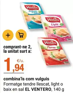 BonpreuEsclat El ventero - formatge tendre llescat, light o baix en sal oferta