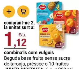 BonpreuEsclat Juver - beguda base fruita sense sucre de taronja, préssec o 10 fruites oferta