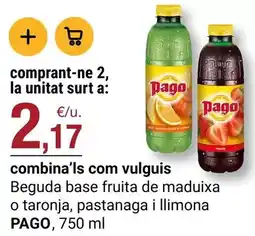 BonpreuEsclat Pago - beguda base fruita de maduixa o taronja, pastanaga i llimona oferta