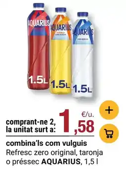 BonpreuEsclat Aquarius - refresc zero original, taronja o préssec oferta